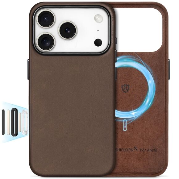 SHIELDON Other - Grain Crazy Horse Leather Case For IPhone 17 Pro 6.3" 2025, 20F184PH035